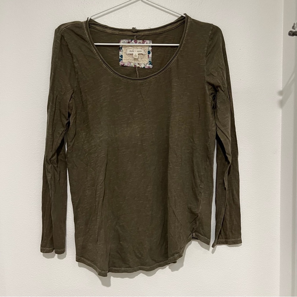 Anthropologie Pure Good Green Long Sleeve